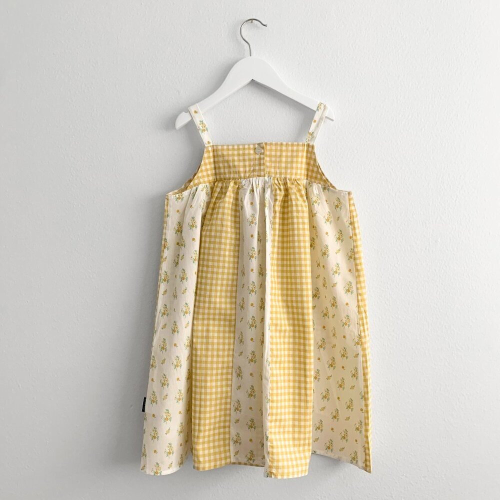 NWT Pretty Girls Spring & Summer Dress Boho Princess Floral & Gingham Yellow 2T - Picture 3 of 4